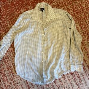 Haggar Light Blue and Green Check Men's Button-Up Shirt